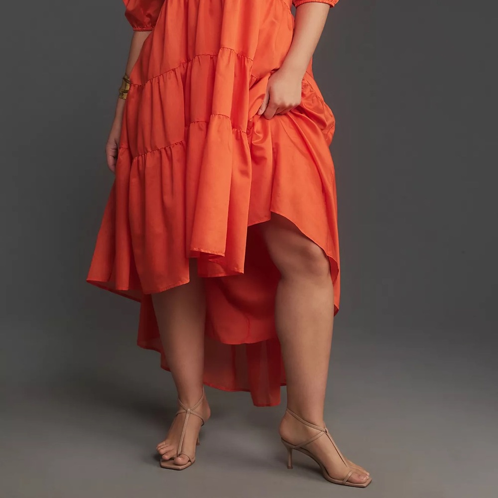 Off-The-Shoulder Tiered High-Low Midi Dress - Picture 8 of 13